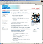 Screenshot vom Webauftritt der Unternehmensberatung First Class
